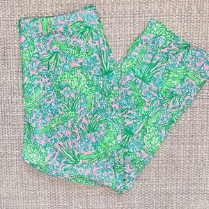 Lilly Pulitzer Alligator Capri Cropped Pants Sz 4